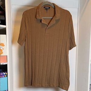 Express Large Brown collared polo knit shirt